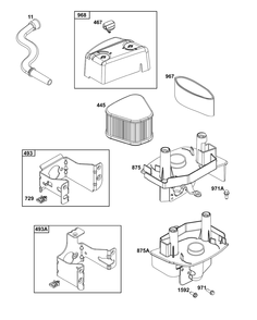 Air Cleaner Group Diagram and Parts List for 125P02-0021-H5 100000 - 19Z999 Briggs and Stratton Engine